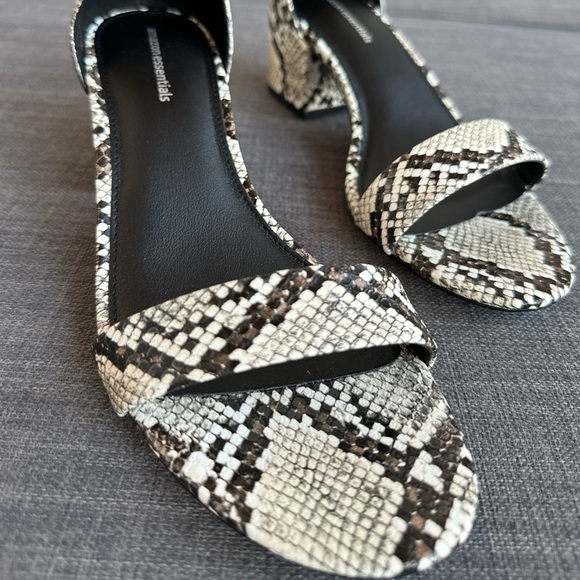 Animal Print Ankle Strap Sandals | Low Block Heel | Snake Print Detail - Picture 6 of 6